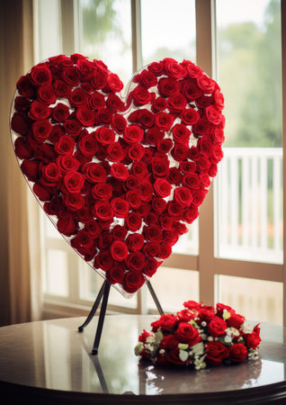 a heart shaped flower arrangement with rosesの素材