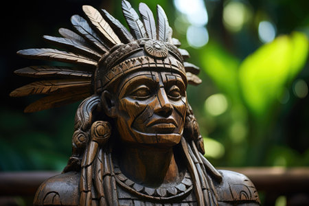 a statue of a man with feathersの素材