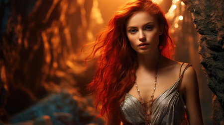 a woman with red hairの素材