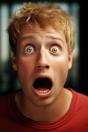 a man with his mouth openの素材
