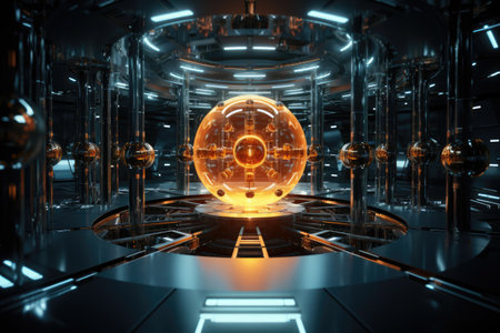 a glass sphere with glowing lights insideの素材