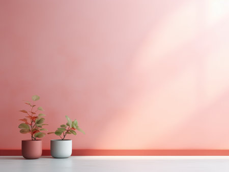 two potted plants in a roomの素材