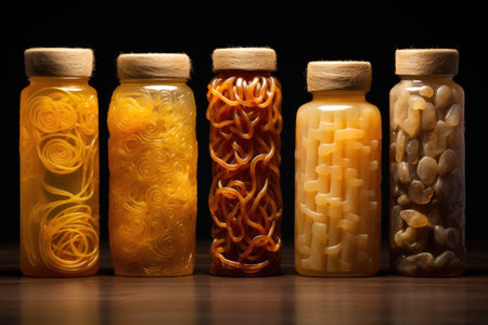 a group of jars with noodlesの素材