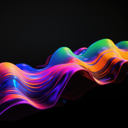 a colorful wavy object on a black backgroundの素材