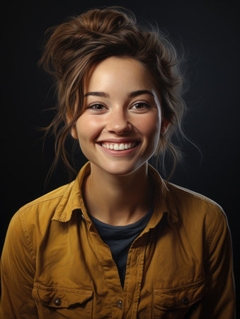a woman smiling at cameraの素材