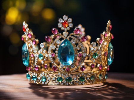 a gold crown with gems on itの素材