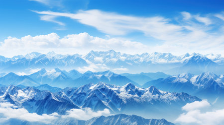 a mountain range with snow on topの素材