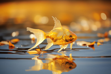 a gold fish in waterの素材