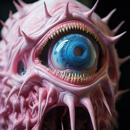a close up of a pink alien creatureの素材