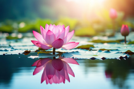 a pink flower in waterの素材