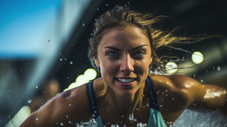 a woman smiling at the cameraの素材
