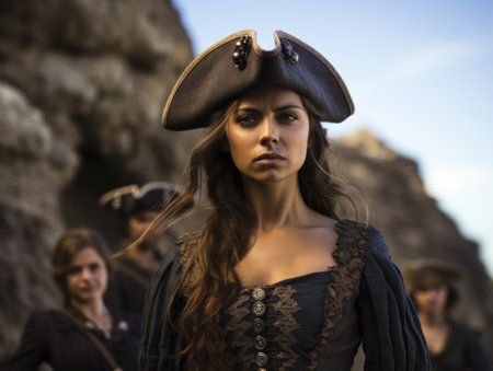 a woman in a pirate garmentの素材