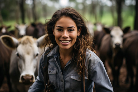 a woman smiling at cameraの素材
