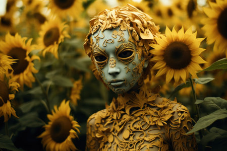 a person in a garment with flowersの素材