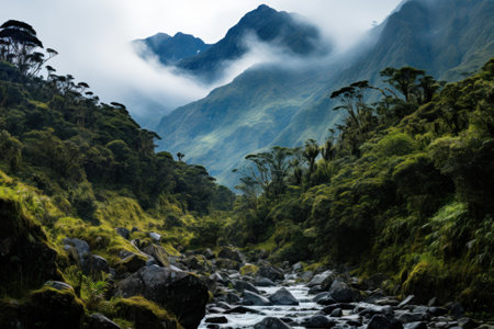 a river running through a forestの素材
