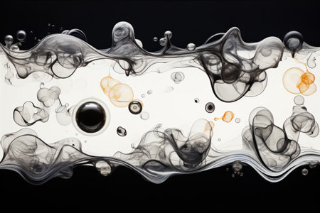 abstract black and white background with water splashes and bubbles.の素材
