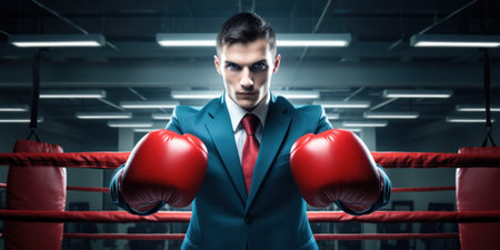 a man wearing boxing glovesの素材