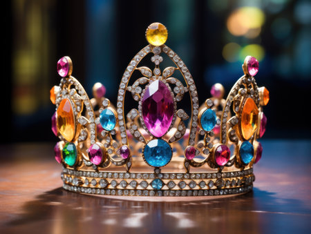a crown with colorful gemsの素材