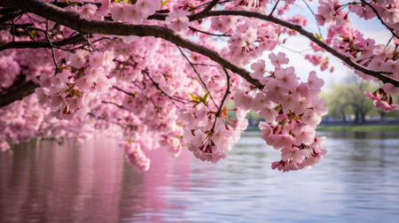 a tree with pink flowersの素材