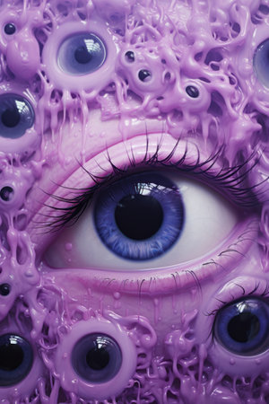 a close up of a purple eyeの素材