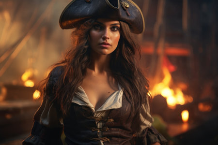 a woman in a pirate garmentの素材