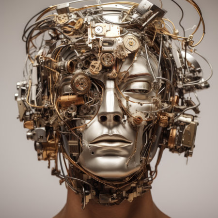 a person with a silver faceの素材