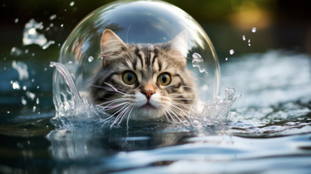 a cat in a bubbleの素材