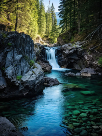 a waterfall in a forestの素材