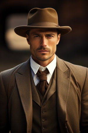 a man in a suit and hatの素材