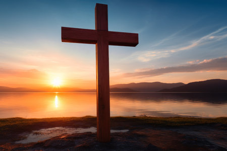 a cross on a beachの素材