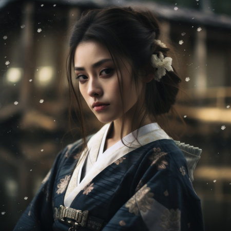a woman in a kimonoの素材