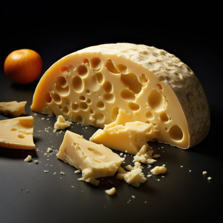 a cheese with holes on itの素材