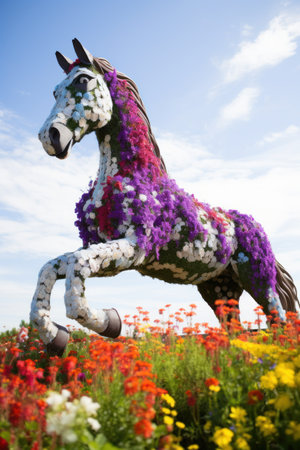 a horse made of flowersの素材