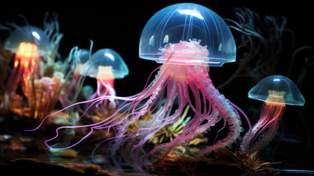 a jellyfish with pink tentaclesの素材