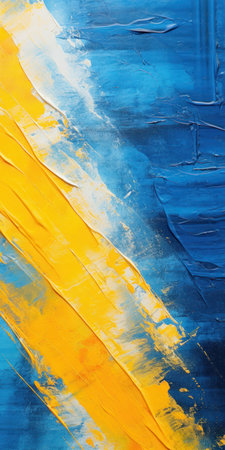 blue and yellow paint on a surfaceの素材