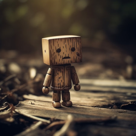 a wooden toy on a wood surfaceの素材