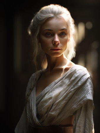 a woman in a white dressの素材