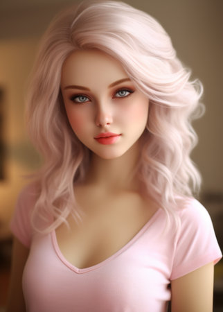 a woman with long blonde hairの素材