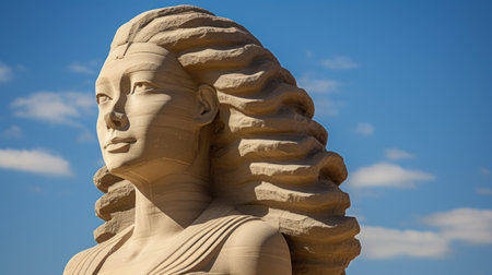 a statue of a woman with a large hairの素材
