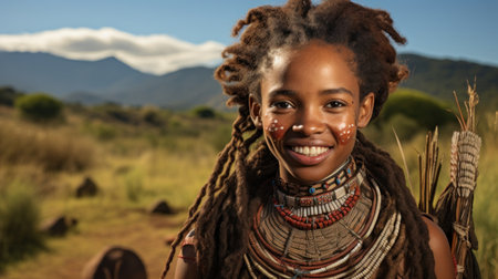 a woman with dreadlocks and a necklaceの素材