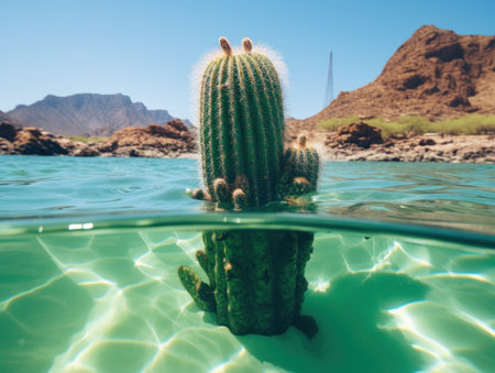 a cactus in the waterの素材