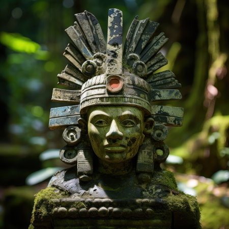 a statue of a person in a forestの素材