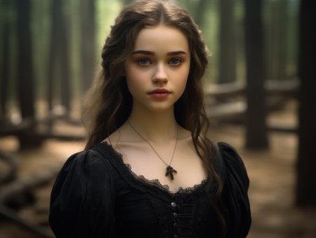 a woman in a black dressの素材