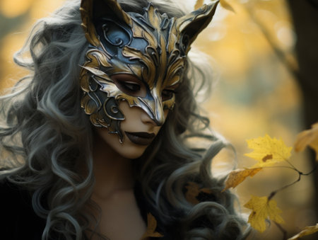 a woman wearing a maskの素材