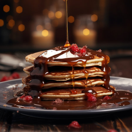 a stack of pancakes with syrup and syrup on topの素材