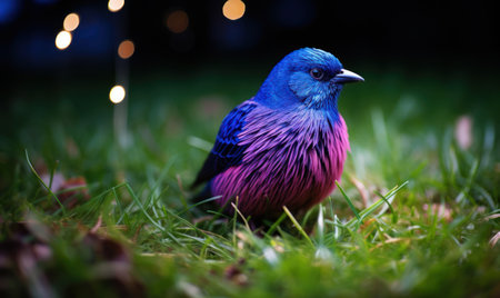 a bird standing in grassの素材