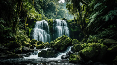 a waterfall in a forestの素材
