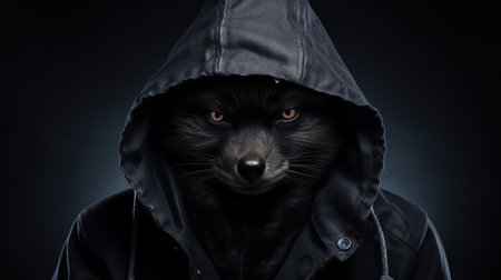 a cat wearing a black hoodieの素材