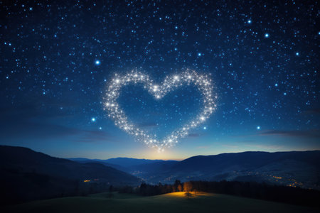 a heart shaped light in the skyの素材
