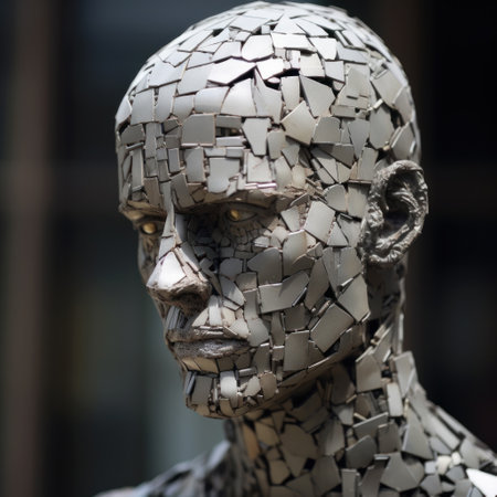 a statue of a man made of pieces of metalの素材
